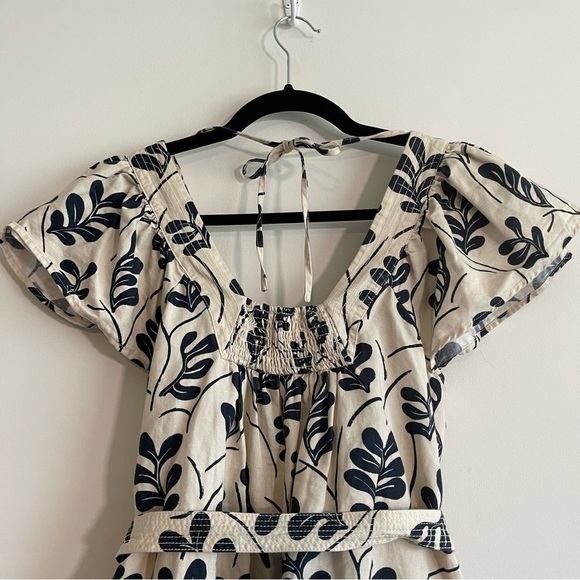 Voyageur by Mersea cotton/linen blend ruffle sleeve square neck romper small - Picture 9 of 9